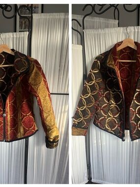 Trimdin Reversible Artisan Jacket Lily Pad Autumn Tapestry Blazer XS/S